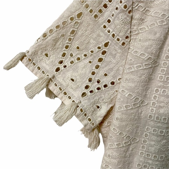 SCOTCH &‎ SODA Maison Women's Cream Boho Long Belted Midi Dress Size 3/4 - Picture 6 of 12